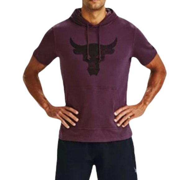 Under Armour Men 1362547 AVY 569 Project Rock Terry Hoodie Short Sle PO Burgundy - Picture 5 of 7